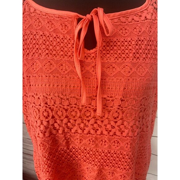 CATO Orange/Tangerine Layered‎ Women's 2X Short Sleeve Tie Neck Top - Picture 6 of 8